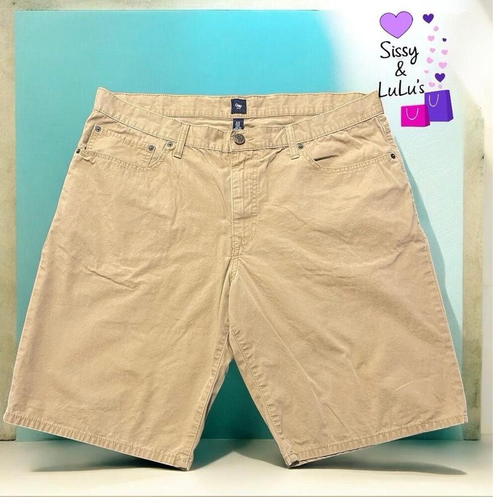 Gap Khaki Chino Shorts Men's Size 40 Tan Flat Front 5-Pocket Casual